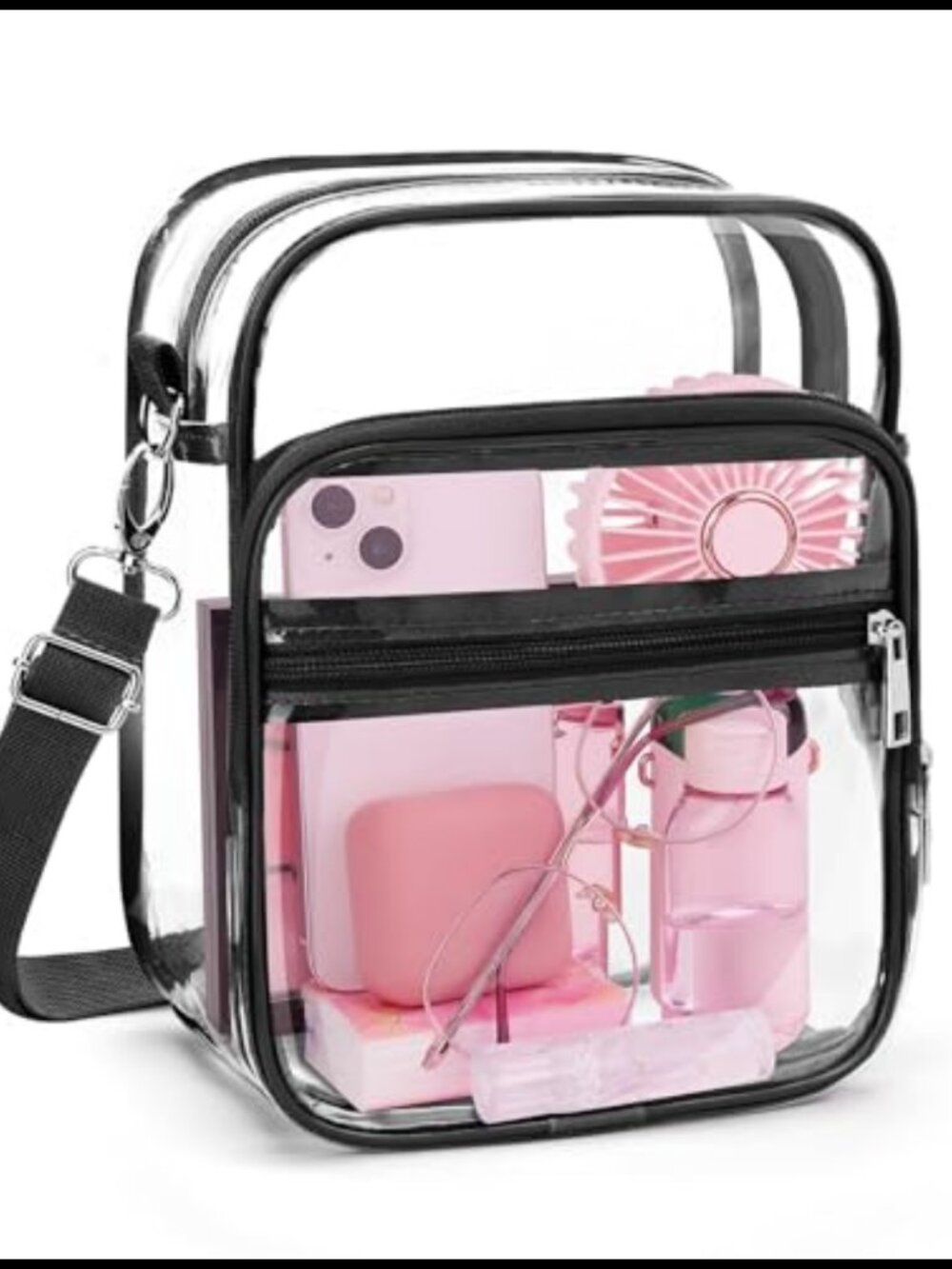Clear Crossbody Bag Adjustable Strap Stadium Approved PVC Purse